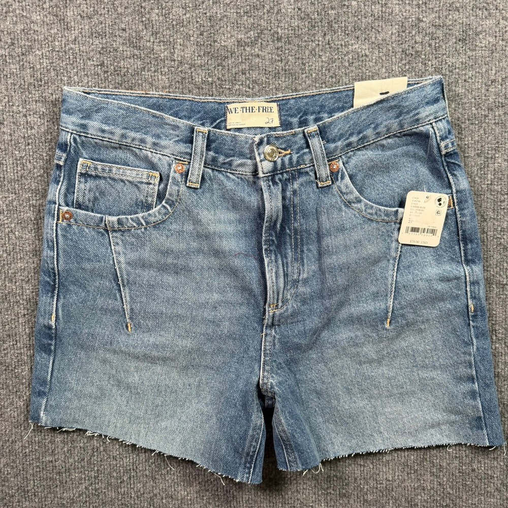 We The Free Denim Shorts Womens 27 Bodie Blue Ghost Town High Rise Long Cutoff